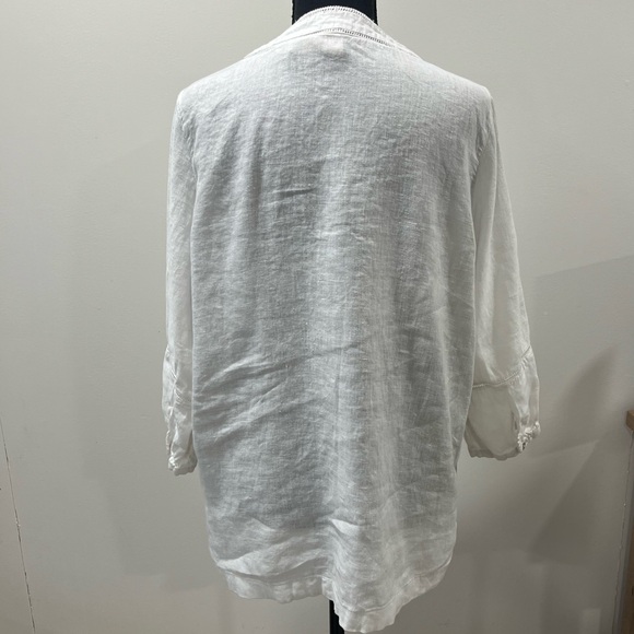 Joie Womens 100% Linen Blouse Top Sz MediumV-Neck 3/4 Sleeve - Picture 4 of 6